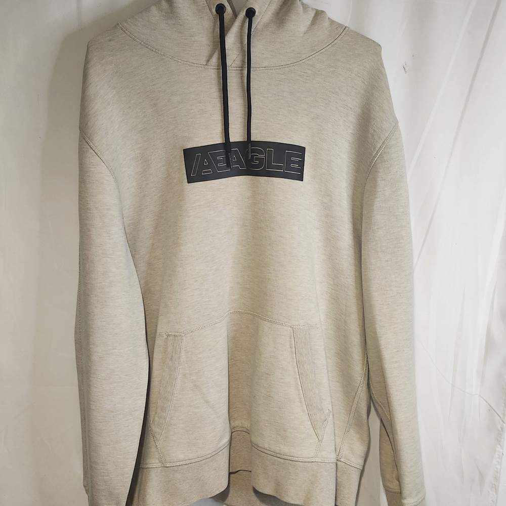 American Eagle Beige Thick Size Large L Heathered Hooded Pullover Sweatshirt